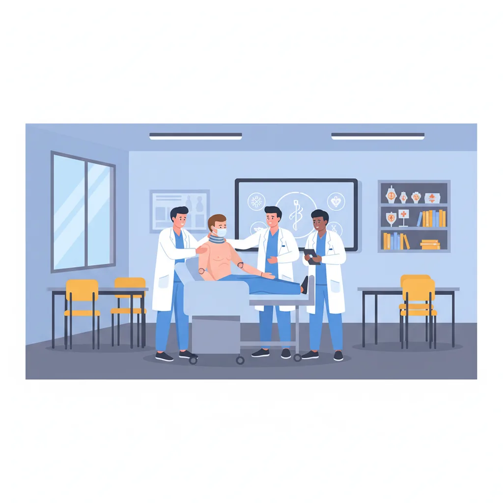 Adult students in an Alberta college classroom practising patient-care skills on a training mannequin